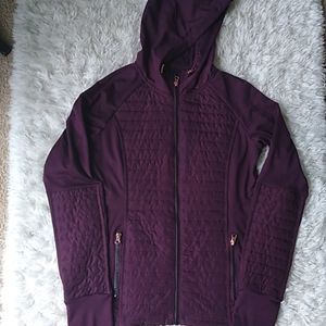 Burgundy lightweight puffer hoodie jacket